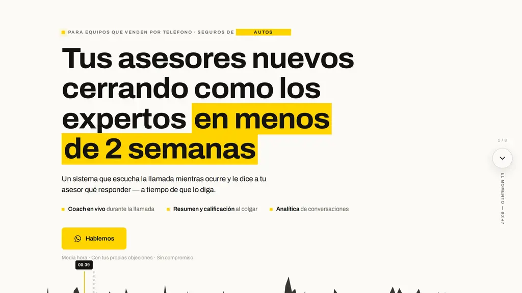 Vista previa de Coach de llamadas: IA que sugiere la respuesta mientras el asesor sigue en la llamada