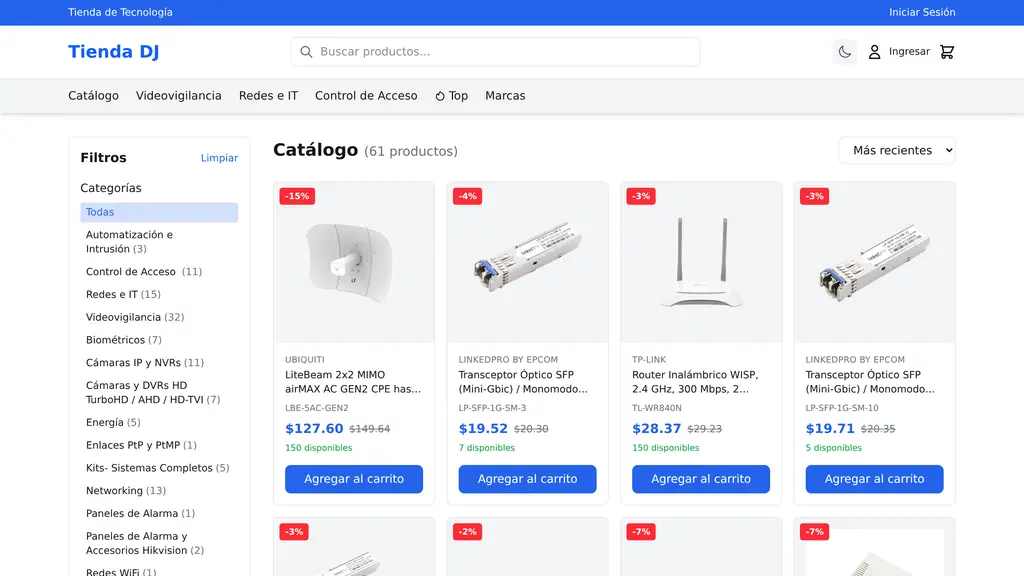 Vista previa de Tienda Django Sync: un ecommerce que se sincroniza solo con Syscom